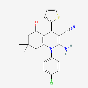 2-Amino-1-(4-chlorophenyl)-7,7-dimethyl-5-oxo-4-(thiophen-2-yl)-1,4,5,6,7,8-hexahydroquinoline-3-carbonitrile - 311327-30-7