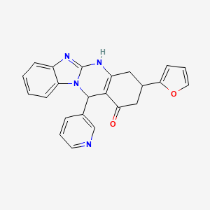 3-(furan-2-yl)-12-(pyridin-3-yl)-3,4,5,12-tetrahydrobenzimidazo[2,1-b]quinazolin-1(2H)-one - 