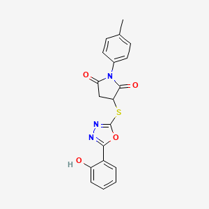 3-{[5-(2-Hydroxyphenyl)-1,3,4-oxadiazol-2-yl]sulfanyl}-1-(4-methylphenyl)pyrrolidine-2,5-dione - 