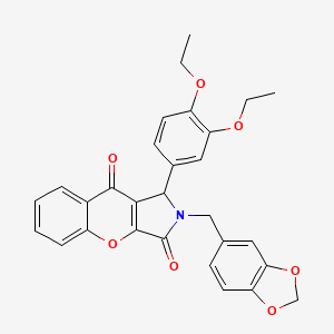 2-(1,3-Benzodioxol-5-ylmethyl)-1-(3,4-diethoxyphenyl)-1,2-dihydrochromeno[2,3-c]pyrrole-3,9-dione - 