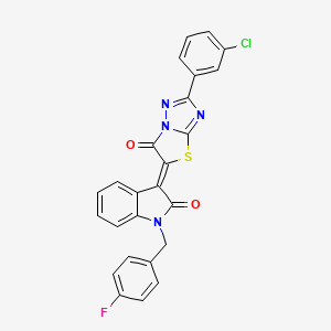(3Z)-3-[2-(3-chlorophenyl)-6-oxo[1,3]thiazolo[3,2-b][1,2,4]triazol-5(6H)-ylidene]-1-(4-fluorobenzyl)-1,3-dihydro-2H-indol-2-one - 