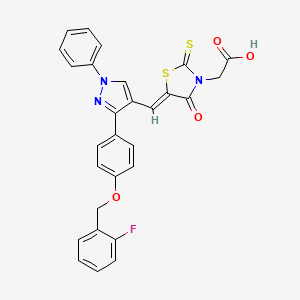 {(5Z)-5-[(3-{4-[(2-fluorobenzyl)oxy]phenyl}-1-phenyl-1H-pyrazol-4-yl)methylene]-4-oxo-2-thioxo-1,3-thiazolidin-3-yl}acetic acid - 