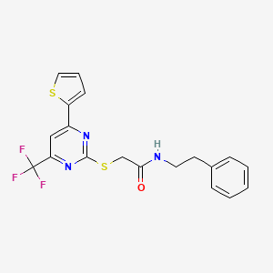 N-Phenethyl-2-((4-(thiophen-2-yl)-6-(trifluoromethyl)pyrimidin-2-yl)thio)acetamide - 