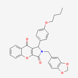 2-(1,3-Benzodioxol-5-ylmethyl)-1-(4-butoxyphenyl)-1,2-dihydrochromeno[2,3-c]pyrrole-3,9-dione - 