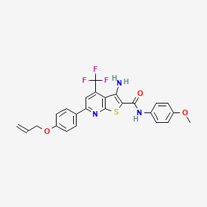 3-amino-N-(4-methoxyphenyl)-6-[4-(prop-2-en-1-yloxy)phenyl]-4-(trifluoromethyl)thieno[2,3-b]pyridine-2-carboxamide - 609796-23-8
