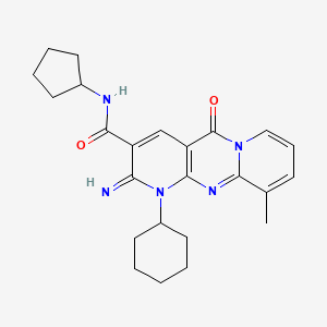 7-cyclohexyl-N-cyclopentyl-6-imino-11-methyl-2-oxo-1,7,9-triazatricyclo[8.4.0.03,8]tetradeca-3(8),4,9,11,13-pentaene-5-carboxamide - 510762-32-0