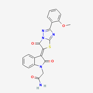 2-{(3Z)-3-[2-(2-methoxyphenyl)-6-oxo[1,3]thiazolo[3,2-b][1,2,4]triazol-5(6H)-ylidene]-2-oxo-2,3-dihydro-1H-indol-1-yl}acetamide - 