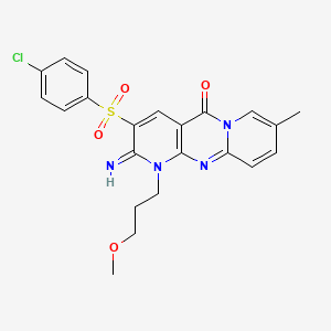 5-(4-chlorophenyl)sulfonyl-6-imino-7-(3-methoxypropyl)-13-methyl-1,7,9-triazatricyclo[8.4.0.03,8]tetradeca-3(8),4,9,11,13-pentaen-2-one - 