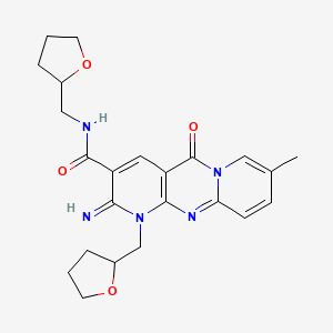 6-imino-13-methyl-2-oxo-N,7-bis(oxolan-2-ylmethyl)-1,7,9-triazatricyclo[8.4.0.03,8]tetradeca-3(8),4,9,11,13-pentaene-5-carboxamide - 