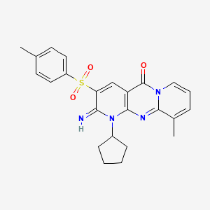 7-cyclopentyl-6-imino-11-methyl-5-(4-methylphenyl)sulfonyl-1,7,9-triazatricyclo[8.4.0.03,8]tetradeca-3(8),4,9,11,13-pentaen-2-one - 606954-90-9