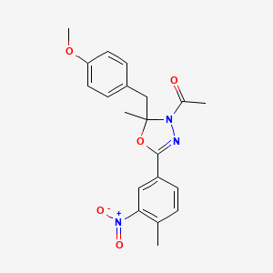 1-[2-[(4-Methoxyphenyl)methyl]-2-methyl-5-(4-methyl-3-nitrophenyl)-1,3,4-oxadiazol-3-yl]ethanone - 674814-37-0