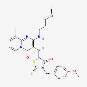 3-{(Z)-[3-(4-methoxybenzyl)-4-oxo-2-thioxo-1,3-thiazolidin-5-ylidene]methyl}-2-[(3-methoxypropyl)amino]-9-methyl-4H-pyrido[1,2-a]pyrimidin-4-one - 