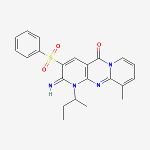 5-(Benzenesulfonyl)-7-(butan-2-yl)-6-imino-11-methyl-1,7,9-triazatricyclo[8.4.0.0^{3,8}]tetradeca-3(8),4,9,11,13-pentaen-2-one - 