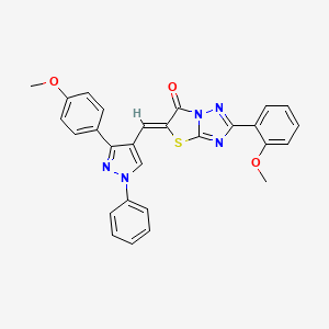 (5Z)-2-(2-methoxyphenyl)-5-{[3-(4-methoxyphenyl)-1-phenyl-1H-pyrazol-4-yl]methylidene}[1,3]thiazolo[3,2-b][1,2,4]triazol-6(5H)-one - 