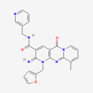 7-(furan-2-ylmethyl)-6-imino-11-methyl-2-oxo-N-(pyridin-3-ylmethyl)-1,7,9-triazatricyclo[8.4.0.03,8]tetradeca-3(8),4,9,11,13-pentaene-5-carboxamide - 