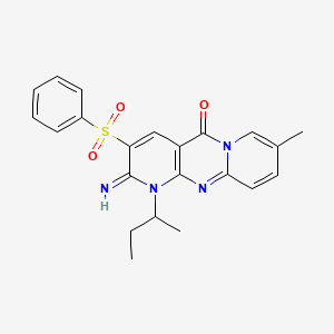 5-(Benzenesulfonyl)-7-(butan-2-yl)-6-imino-13-methyl-1,7,9-triazatricyclo[8.4.0.0^{3,8}]tetradeca-3(8),4,9,11,13-pentaen-2-one - 