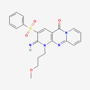 5-(benzenesulfonyl)-6-imino-7-(3-methoxypropyl)-1,7,9-triazatricyclo[8.4.0.03,8]tetradeca-3(8),4,9,11,13-pentaen-2-one - 