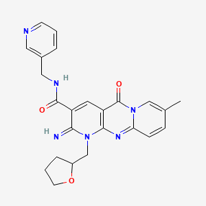 6-imino-13-methyl-2-oxo-7-(oxolan-2-ylmethyl)-N-(pyridin-3-ylmethyl)-1,7,9-triazatricyclo[8.4.0.03,8]tetradeca-3(8),4,9,11,13-pentaene-5-carboxamide - 