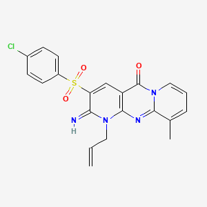 5-(4-chlorophenyl)sulfonyl-6-imino-11-methyl-7-prop-2-enyl-1,7,9-triazatricyclo[8.4.0.03,8]tetradeca-3(8),4,9,11,13-pentaen-2-one - 