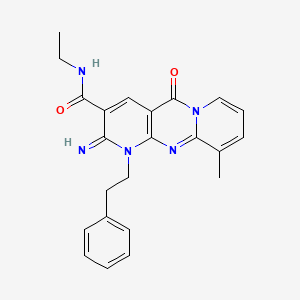 N-ethyl-6-imino-11-methyl-2-oxo-7-(2-phenylethyl)-1,7,9-triazatricyclo[8.4.0.03,8]tetradeca-3(8),4,9,11,13-pentaene-5-carboxamide - 