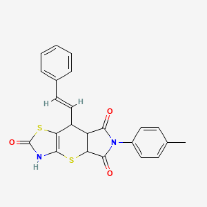 11-(4-methylphenyl)-8-[(E)-2-phenylethenyl]-2,6-dithia-4,11-diazatricyclo[7.3.0.03,7]dodec-3(7)-ene-5,10,12-trione - 