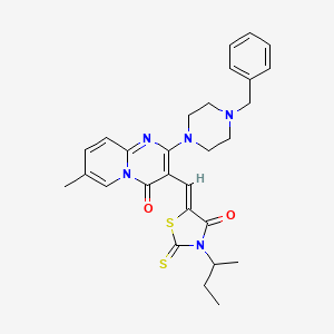 2-(4-benzylpiperazin-1-yl)-3-[(Z)-(3-sec-butyl-4-oxo-2-thioxo-1,3-thiazolidin-5-ylidene)methyl]-7-methyl-4H-pyrido[1,2-a]pyrimidin-4-one - 