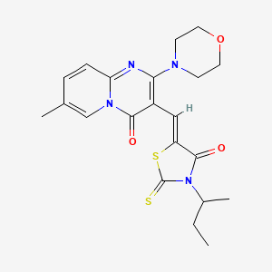 3-[(Z)-(3-sec-butyl-4-oxo-2-thioxo-1,3-thiazolidin-5-ylidene)methyl]-7-methyl-2-(4-morpholinyl)-4H-pyrido[1,2-a]pyrimidin-4-one - 618071-98-0