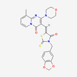 3-{(Z)-[3-(1,3-Benzodioxol-5-ylmethyl)-4-oxo-2-thioxo-1,3-thiazolidin-5-ylidene]methyl}-9-methyl-2-(4-morpholinyl)-4H-pyrido[1,2-A]pyrimidin-4-one - 