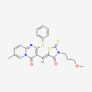3-{(Z)-[3-(3-methoxypropyl)-4-oxo-2-thioxo-1,3-thiazolidin-5-ylidene]methyl}-7-methyl-2-(phenylsulfanyl)-4H-pyrido[1,2-a]pyrimidin-4-one - 