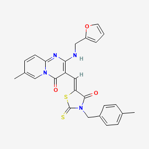 (5Z)-5-[[2-(furan-2-ylmethylamino)-7-methyl-4-oxopyrido[1,2-a]pyrimidin-3-yl]methylidene]-3-[(4-methylphenyl)methyl]-2-sulfanylidene-1,3-thiazolidin-4-one - 