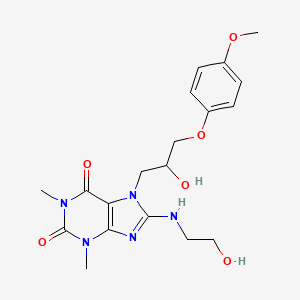 7-(2-hydroxy-3-(4-methoxyphenoxy)propyl)-8-((2-hydroxyethyl)amino)-1,3-dimethyl-3,7-dihydro-1H-purine-2,6-dione - 