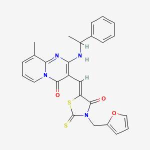 3-{(Z)-[3-(2-furylmethyl)-4-oxo-2-thioxo-1,3-thiazolidin-5-ylidene]methyl}-9-methyl-2-[(1-phenylethyl)amino]-4H-pyrido[1,2-a]pyrimidin-4-one - 