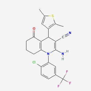 2-Amino-1-(2-chloro-5-(trifluoromethyl)phenyl)-4-(2,5-dimethylthiophen-3-yl)-5-oxo-1,4,5,6,7,8-hexahydroquinoline-3-carbonitrile - 441783-58-0