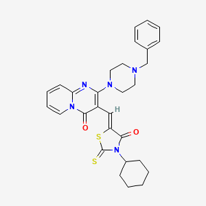 2-(4-benzylpiperazin-1-yl)-3-[(Z)-(3-cyclohexyl-4-oxo-2-thioxo-1,3-thiazolidin-5-ylidene)methyl]-4H-pyrido[1,2-a]pyrimidin-4-one - 372502-43-7