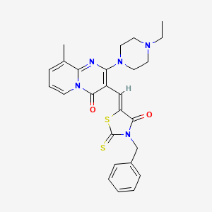 3-[(Z)-(3-Benzyl-4-oxo-2-thioxo-1,3-thiazolidin-5-ylidene)methyl]-2-(4-ethyl-1-piperazinyl)-9-methyl-4H-pyrido[1,2-A]pyrimidin-4-one - 380879-77-6