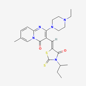 3-[(Z)-(3-sec-butyl-4-oxo-2-thioxo-1,3-thiazolidin-5-ylidene)methyl]-2-(4-ethyl-1-piperazinyl)-7-methyl-4H-pyrido[1,2-a]pyrimidin-4-one - 500146-71-4