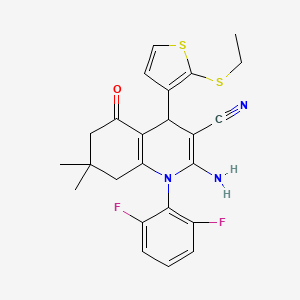 2-Amino-1-(2,6-difluorophenyl)-4-[2-(ethylsulfanyl)-3-thienyl]-7,7-dimethyl-5-oxo-1,4,5,6,7,8-hexahydro-3-quinolinecarbonitrile - 476483-47-3