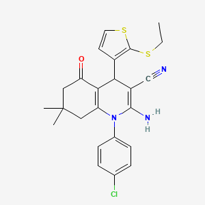 2-Amino-1-(4-chlorophenyl)-4-(2-(ethylthio)thiophen-3-yl)-7,7-dimethyl-5-oxo-1,4,5,6,7,8-hexahydroquinoline-3-carbonitrile - 476483-38-2