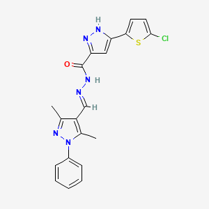 3-(5-chloro-2-thienyl)-N'-[(E)-(3,5-dimethyl-1-phenyl-1H-pyrazol-4-yl)methylidene]-1H-pyrazole-5-carbohydrazide - 302918-13-4