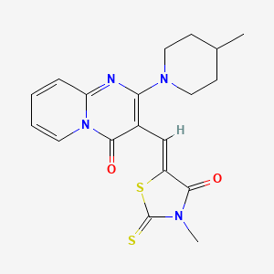 3-[(Z)-(3-methyl-4-oxo-2-thioxo-1,3-thiazolidin-5-ylidene)methyl]-2-(4-methylpiperidin-1-yl)-4H-pyrido[1,2-a]pyrimidin-4-one - 361994-05-0