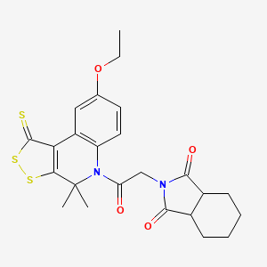 2-[2-(8-ethoxy-4,4-dimethyl-1-thioxo-1,4-dihydro-5H-[1,2]dithiolo[3,4-c]quinolin-5-yl)-2-oxoethyl]hexahydro-1H-isoindole-1,3(2H)-dione - 