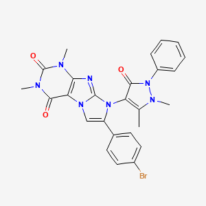 7-(4-bromophenyl)-8-(1,5-dimethyl-3-oxo-2-phenyl-2,3-dihydro-1H-pyrazol-4-yl)-1,3-dimethyl-1H-imidazo[2,1-f]purine-2,4(3H,8H)-dione - 