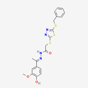 2-{[5-(benzylsulfanyl)-1,3,4-thiadiazol-2-yl]sulfanyl}-N'-[(1E)-1-(4-hydroxy-3-methoxyphenyl)ethylidene]acetohydrazide - 