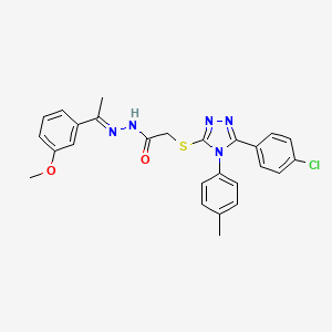 2-{[5-(4-chlorophenyl)-4-(4-methylphenyl)-4H-1,2,4-triazol-3-yl]sulfanyl}-N'-[(1E)-1-(3-methoxyphenyl)ethylidene]acetohydrazide - 