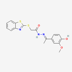 2-(1,3-benzothiazol-2-ylsulfanyl)-N'-[(1E)-1-(4-hydroxy-3-methoxyphenyl)ethylidene]acetohydrazide - 