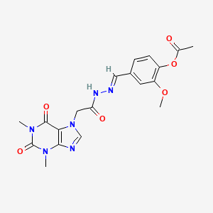 4-[(E)-{2-[(1,3-dimethyl-2,6-dioxo-1,2,3,6-tetrahydro-7H-purin-7-yl)acetyl]hydrazinylidene}methyl]-2-methoxyphenyl acetate - 