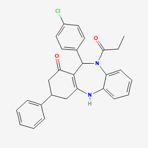 11-(4-chlorophenyl)-3-phenyl-10-propionyl-2,3,4,5,10,11-hexahydro-1H-dibenzo[b,e][1,4]diazepin-1-one - 