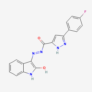 3-(4-fluorophenyl)-N''-(2-ketoindol-3-yl)-1H-pyrazole-5-carbohydrazide - 