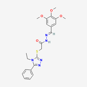 2-[(4-ethyl-5-phenyl-4H-1,2,4-triazol-3-yl)sulfanyl]-N'-[(E)-(3,4,5-trimethoxyphenyl)methylidene]acetohydrazide - 