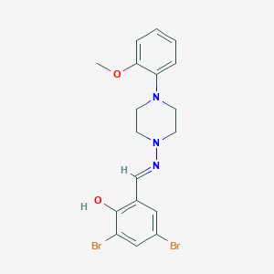 2,4-dibromo-6-[(E)-{[4-(2-methoxyphenyl)piperazin-1-yl]imino}methyl]phenol - 